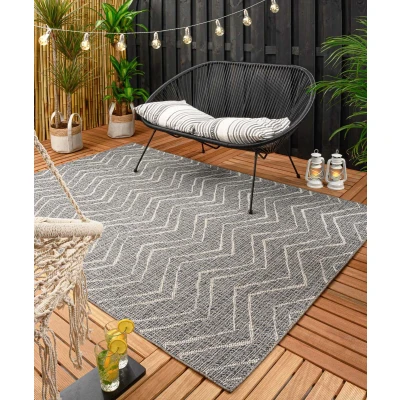 Afbeelding van Buitenkleed Zig Zag Summer Blauwgrijs 66x230 Cm