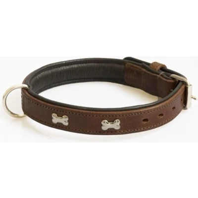 Afbeelding van Hondenhalsband met nikkelen botjes bruin 65 cm