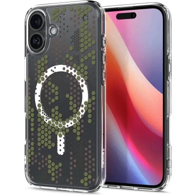 Afbeelding van Spigen Ultra Hybrid MagFit Hoesje Geschikt voor Apple iPhone 16 Compatibel met MagSafe Back Cover Digital Camo
