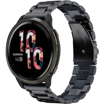 Afbeelding van iMoshion Stalen 22 mm bandje Geschikt voor Garmin Venu 2 / Fenix 7 Pro 7s 6 Vivoactive 4 Polar Grit X Vantage M2 V2 Zwart