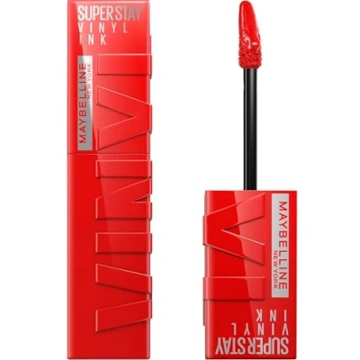 Image de Maybelline New York Rouge à Lèvres Liquide Effet Vinyl Brillant Longue Tenue SuperStay Ink Teinte : Red Hot (25)