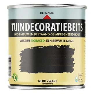Afbeelding van Hermadix Tuindecoratiebeits Transparant 720 Nero 0,75 liter Tuinbeits