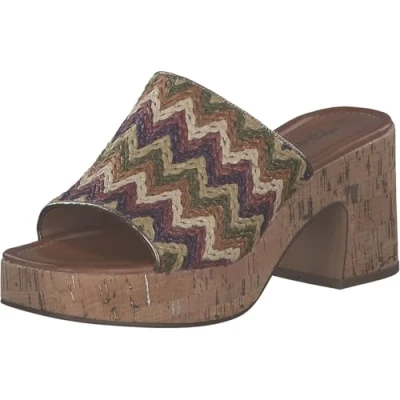Afbeelding van Tamaris Clogs, Dames, Maat: 36, Multicolor Textiel/ synthetisch
