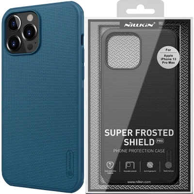 Afbeelding van Nillkin Super Frosted Shield iPhone 14 Pro Max Hoesje Geschikt voor Draadloos Opladen met Magnetische Ring Blauw