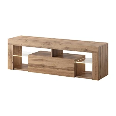 Afbeelding van TV meubel dressoir Hugo incl LED bruin houtstructuur