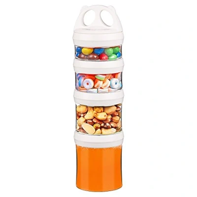 Afbeelding van BeneLabel 888,8 g stapelbare containers met gedraaid slot, voor noten, snoep, reisartikelen, BPA vrij en lekvrij, wit