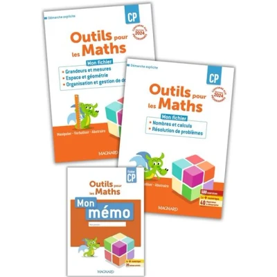 Image de Outils pour les Maths CP (2024) 2 fichiers (Nombres et Calculs résolution de problèmes &amp; Grandeurs mesures Espace Géométrie) + Mémo