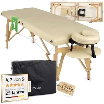 Afbeelding van HABYS Sonia Massagetafel, inklapbaar, 2 zones, massief hout, 193 x 60 84 cm, belastbaar tot 250 kg, MDR certificering