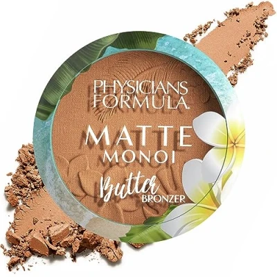 Image de Physicians Formula Matte Monoi Butter Bronzer, Poudre Bronzante à la Texture Crémeuse et Douce, Infusée de Beurre Monoï Murumuru, Résistante l&#039;Eau, Bronzage Profond Mat