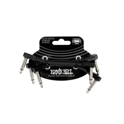 Afbeelding van Ernie Ball EEB 6443 Flex Patch cable 7.5 cm, Zwart 3 pack kabel set