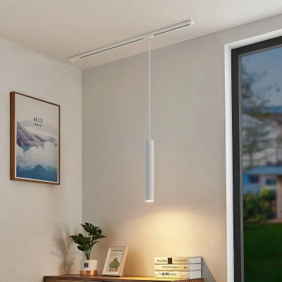Afbeelding van Lindby 1 fase railverlichting 1licht Metaal, textiel H: 40 cm GU10 wit