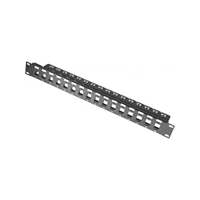 Afbeelding van Tecline Moduledrager voor 16 Keystone aansluitingen, 48,30cm (19&quot;), 1 HE het opzetten van een, Accessoires serverkasten, Zwart