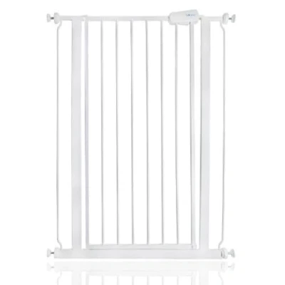 Afbeelding van Safetots Extra hoog veiligheidshek van metaal met druk (75 cm 82,6 cm, wit)