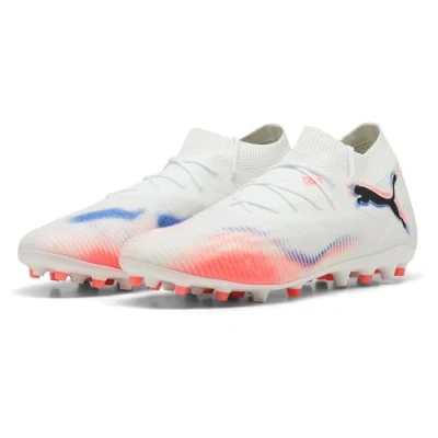 Afbeelding van Puma Future 8 Match Voetbalschoenen met kunststof noppen, Heren, Maat: 40.5, White/black/glowing red Textiel/ synthetisch