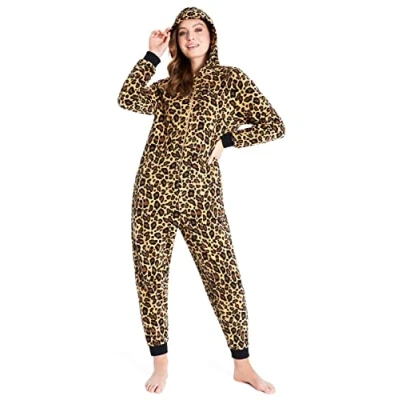 Afbeelding van Damespyjama, onesie voor dames, pyjama uit 1 stuk, van fleece, S XL.