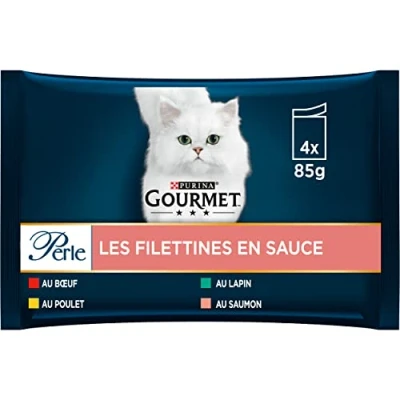 Afbeelding van GOURMET Les Filettines en Sauce: Rundvlees, kip, konijn, zalm, 4 x 85 g, 12 stuks