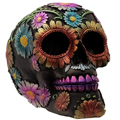 Afbeelding van Day Of The Dead Daisy And Flower Skull Decoratie Figuur