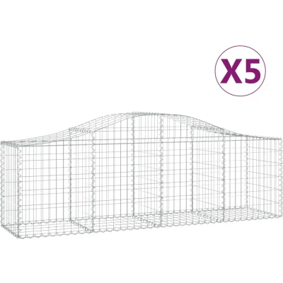 Afbeelding van VidaXL Schanskorven 5 st gewelfd 200x50x60/80 cm gegalvaniseerd ijzer