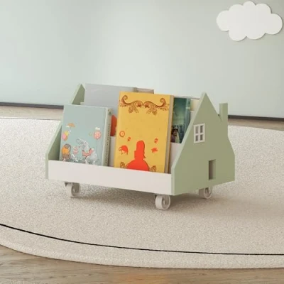 Afbeelding van Kinderrek Vipsali mobiel huisvormig 50x33x34 cm mintgroen en wit [en.casa]
