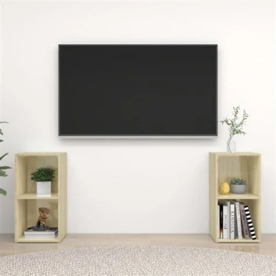 Afbeelding van vidaXL Tv meubelen 2 st 72x35x36,5 cm bewerkt houtsonoma eikenkleurig