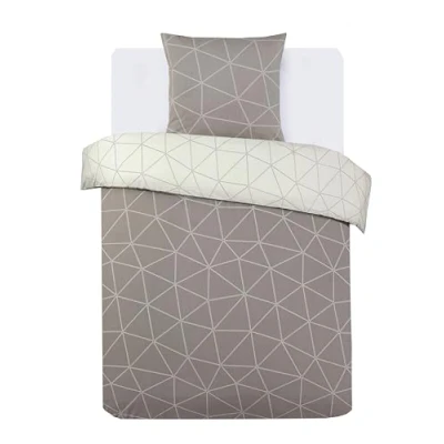Afbeelding van Vision Hugo Beige Dekbedovertrek 140x200cm met 1 bijhorende sloop 1persoonsbed 100% katoen