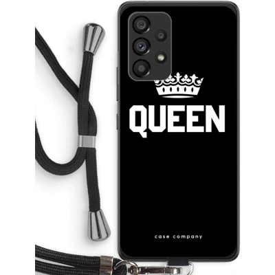 Afbeelding van Case Company® hoesje met Koord geschikt voor Samsung Galaxy A53 5G Queen Zwart Telefoonhoesje Bescherming aan alle Kanten en Over de Schermrand