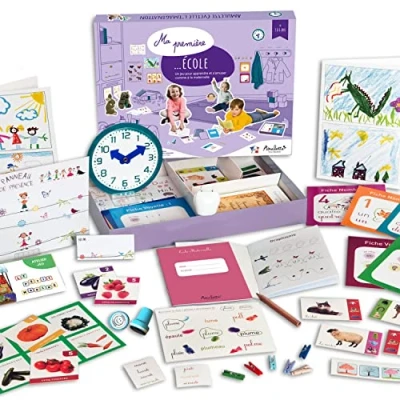 Afbeelding van Amulette Mijn eerste schoolset educatief spel 3 tot 6 jaar 60+ accessoires voor het spelen van de lerares kleuterschool cadeau kinderen, meisjes, jongens, beroep gemaakt in