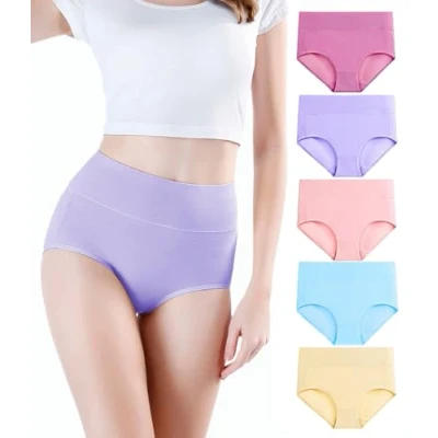 Image de wirarpa Culotte Femme Coton Taille Haute Slips lot de 5, Multicolore04 XS