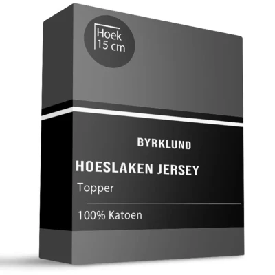 Afbeelding van Topper Hoeslaken Jersey Katoen Stretch Antraciet 180x220 Cm Byrklund Dekbed Discounter.nl
