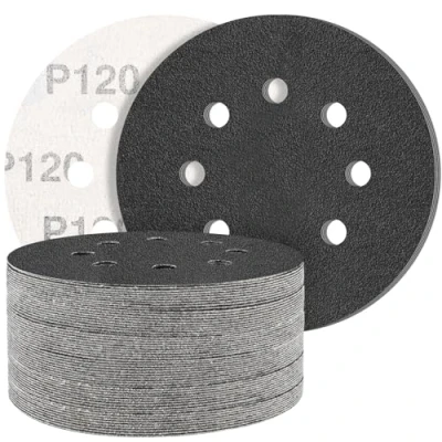 Afbeelding van Schuurschijven van 125 mm, korrel 120, schuurpapier, 50 stuks, 8 gaten, ideaal voor slijpen/polijsten/verwijderen