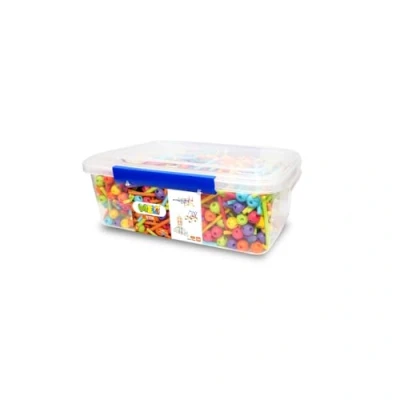 Afbeelding van Meli Stick Edu 1200 kleurrijke bouwstenen voor creatieve constructies, inclusief ballen, eetstokjes en opbergdoos