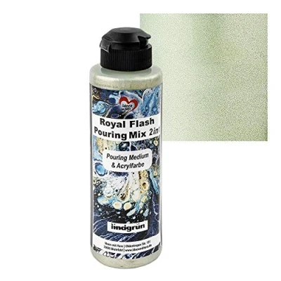 Afbeelding van Ideen mit Herz Royal Flash Pouring Mix 2 in 1 metallic acrylverf met glittereffect, 180 ml, mengen vloeistof, medium of siliconenolie (lindegroen)