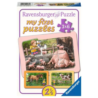 Afbeelding van Ravensburger Kinderpuzzel 05679 Lotta op de boerderij My First puzzel voor kinderen vanaf 2,5 jaar, met 3 x 6 delen