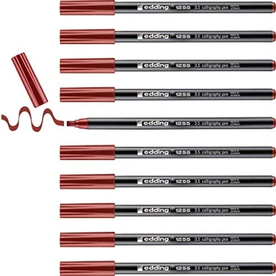 Afbeelding van edding 1255 kalligrafiemarker karmijn 10 pennen 3,5 mm kalligrafie punt marker voor papier, hout, terracotta, canvas beginners, belettering, bullet journals, wenskaarten, agenda&#039;s
