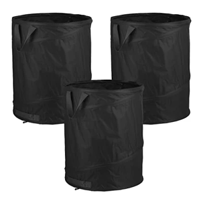 Afbeelding van tuinzak pop up set van 3 85 l handgrepen uv bestendig waterdicht onkruid zwart