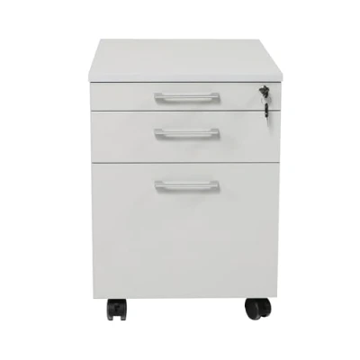 Afbeelding van Furni24 Rolcontainer, bureaucontainer hout, rolblok met 3 laden, grijs decor