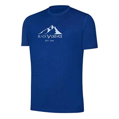Afbeelding van Black Crevice Merino Wol T shirt voor heren Premium 70% merinowol en 30% polyester Temperatuurregulerend Mulesing vrij shirt, Blauw staal