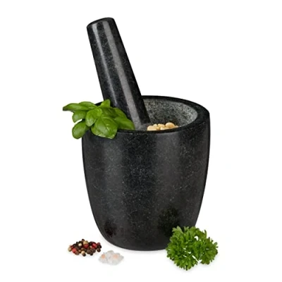 Afbeelding van Relaxdays vijzel met stamper 13 cm vermaler kruiden mortel morier 500 ml
