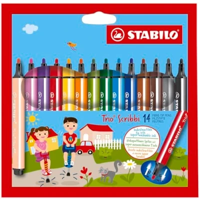 Afbeelding van Viltstift STABILO Trio Scribbi 368/14 assorti etui à 14 stuks