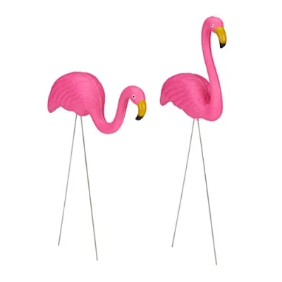 Afbeelding van Relaxdays 6 x tuinsteker flamingo vijverdecoratie gazonsteker tuindecoratie