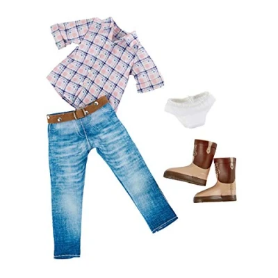 Afbeelding van Käthe Kruse Cowgirl Outfit Tienerpop Kledingset 4 delig