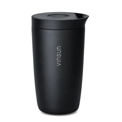 Afbeelding van Vinsun Thermosbeker voor koffie om mee te nemen, 350 ml, lekvrij, roestvrij staal, warme en koude dranken, dubbelwandig, met Quick Press sluiting, effen kleur