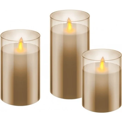 Afbeelding van Goobay set van 3 LED kaarsen echte was in een glas mooie en veilige verlichtingsoplossing voor vele ruimtes zoals huis loggia, kantoren...