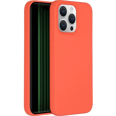 Afbeelding van Accezz Hoesje Geschikt voor iPhone 15 Pro Max Siliconen Liquid Silicone Backcover MagSafe oranje