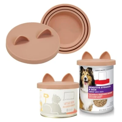 Afbeelding van OHMO Set van 2 universele siliconen deksels voor kattenvoerdozen (70 g, 85 200 400 g enz.), BPA vrij, roze
