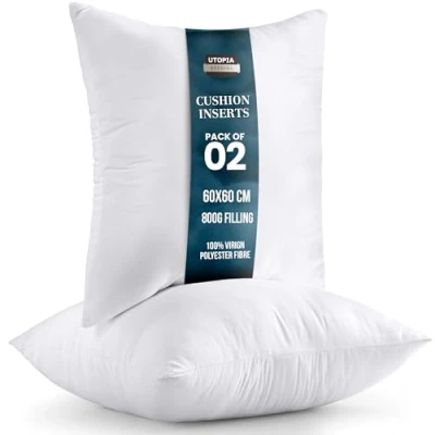Afbeelding van Utopia Bedding Kussenvulling 60 x cm (Set van 2), Vulkussen Binnenkussen Sofakussen Decokussen (Wit)