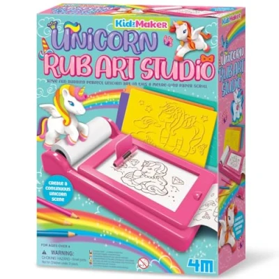 Afbeelding van 4M Unicorn Rub Art Studio, Verven inclusief, Jongen/meisje, Potloden Kleurplaat op rol, Inclusief krijten