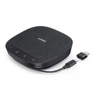 Afbeelding van Anker PowerConf S330 USB luidspreker, conferentiemicrofoon voor thuiskantoor, slimme spraakverbetering, plug and play, 360 spraakdekking via 4 microfoons en krachtig geluid