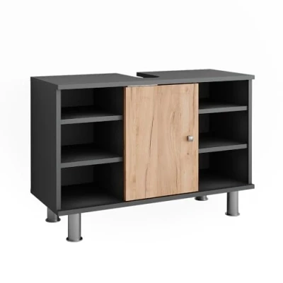 Afbeelding van Vicco FynnWastafelonderbouw 80 x 54 cm Antraciet/gouden eik