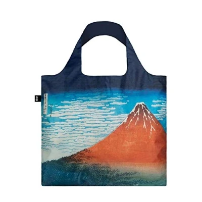 Afbeelding van LOQI HOKUSAI Tas Fuji rood, bergen bij helder weer, Meerkleurig, één maat, boodschappentas